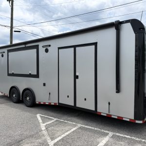 Silver Frost Rock Solid 8.5x28TA Platinum Package race trailer for sale – Allstar Cargo Trailers and RV, Douglas, GA
