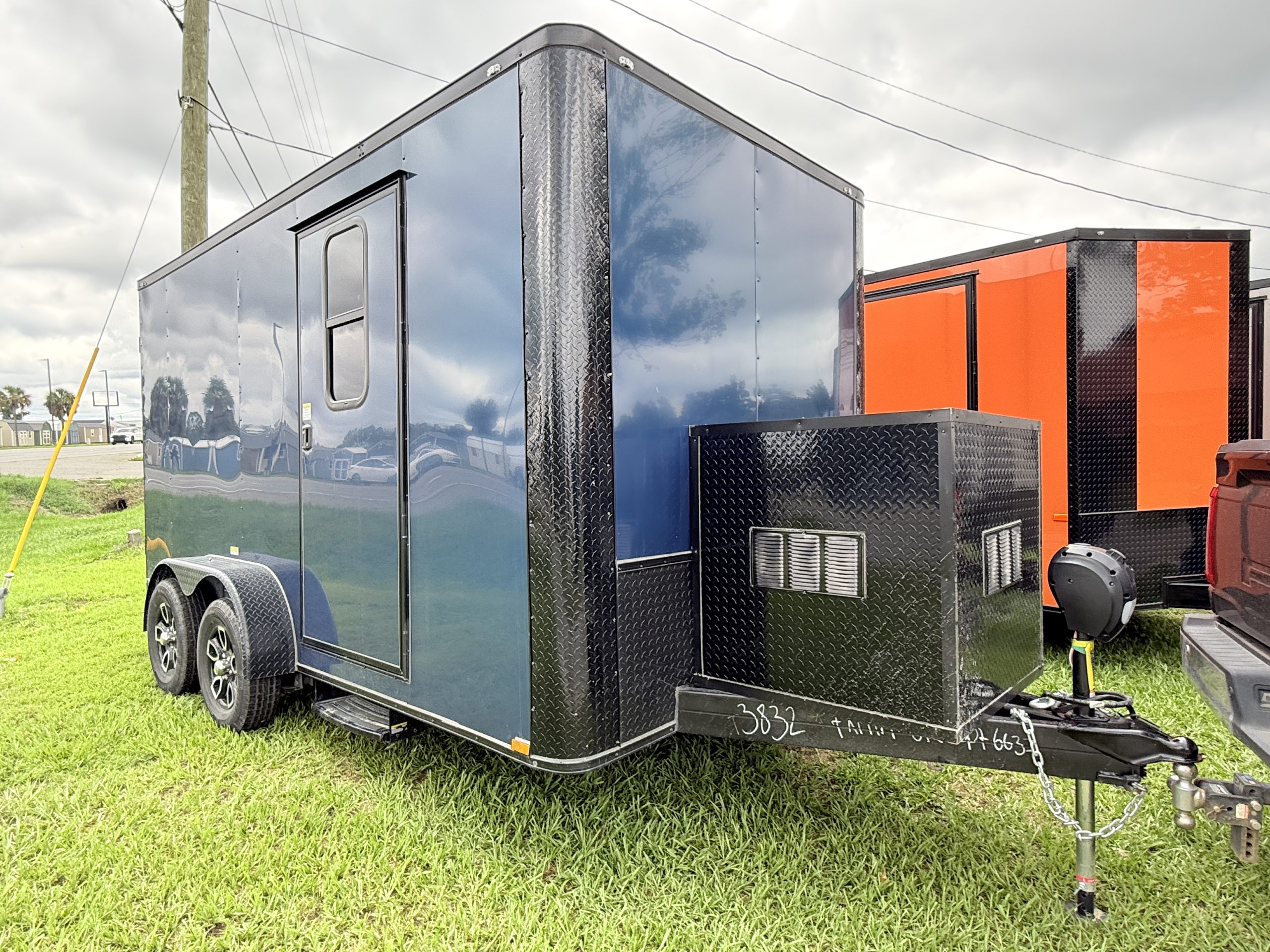 Blue Mobile Pet Grooming Trailer 7x14TA